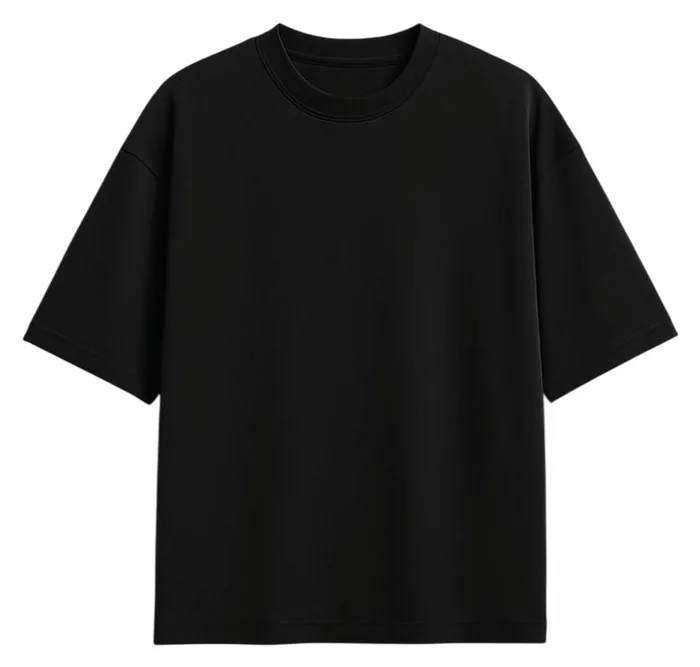 Camiseta oversize negra de 240 gramos, con hombro caído y caída recta